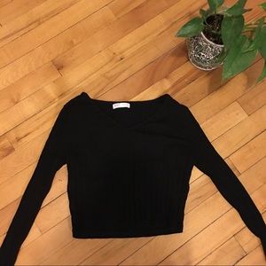 Romwe Black Crop Top